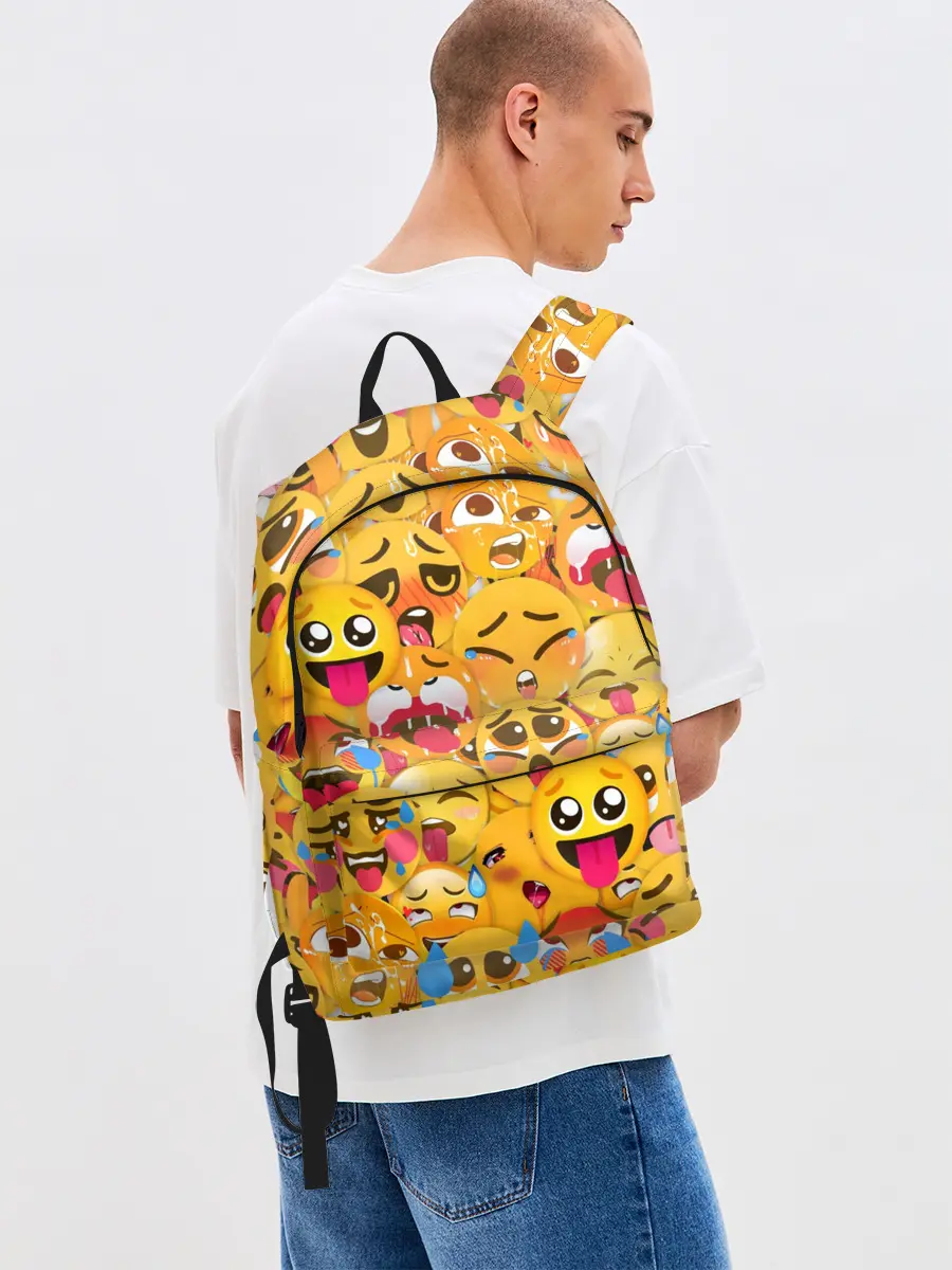 Рюкзак джинсовый / Ахегао эмодзи паттерн