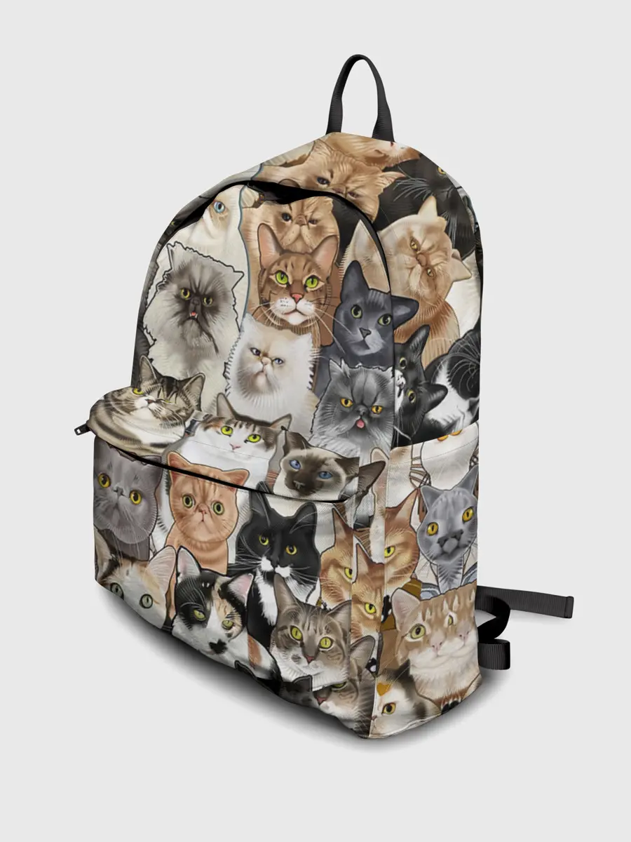 Рюкзак джинсовый / Котики смешные