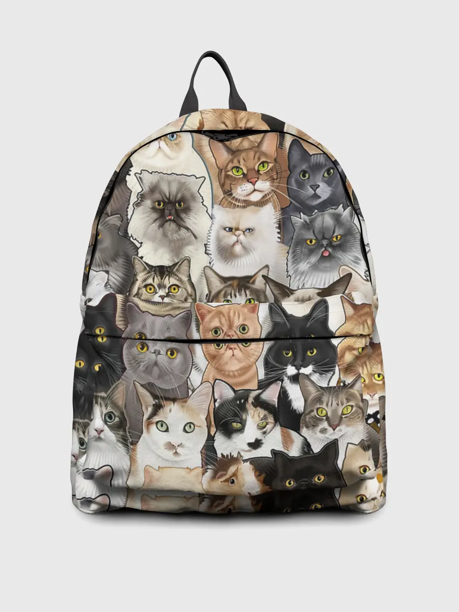 Рюкзак джинсовый / Котики смешные