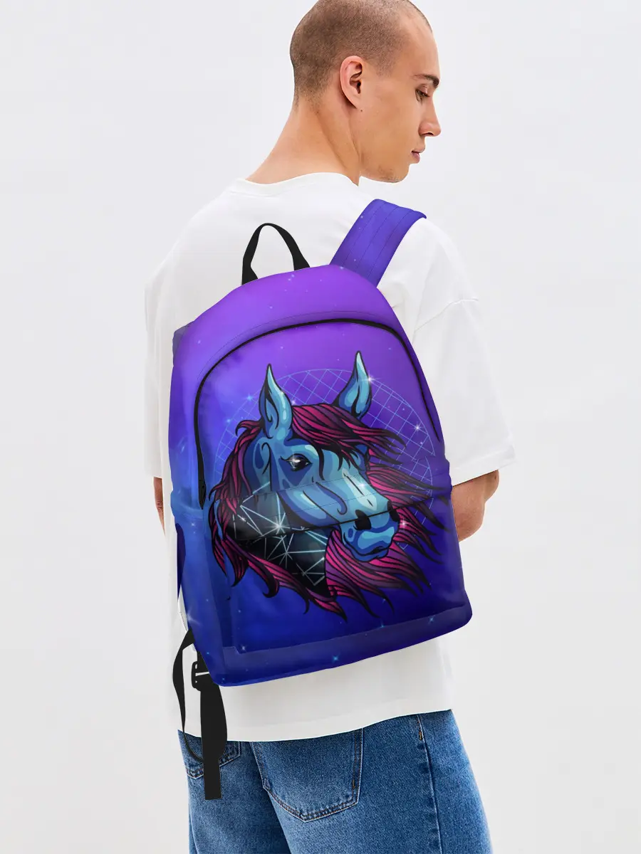 Рюкзак джинсовый / Retrowave Neon Horse