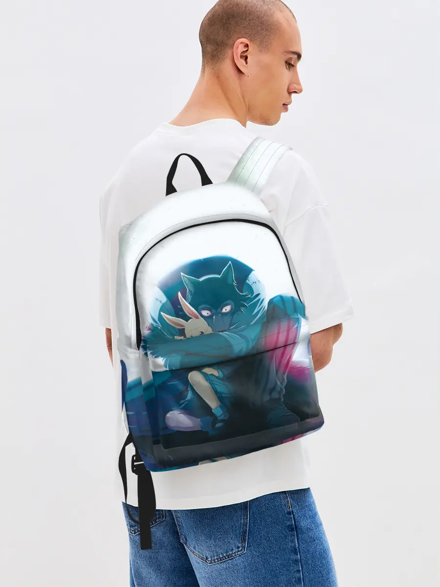 Рюкзак джинсовый / Легоси Хару крупный принт