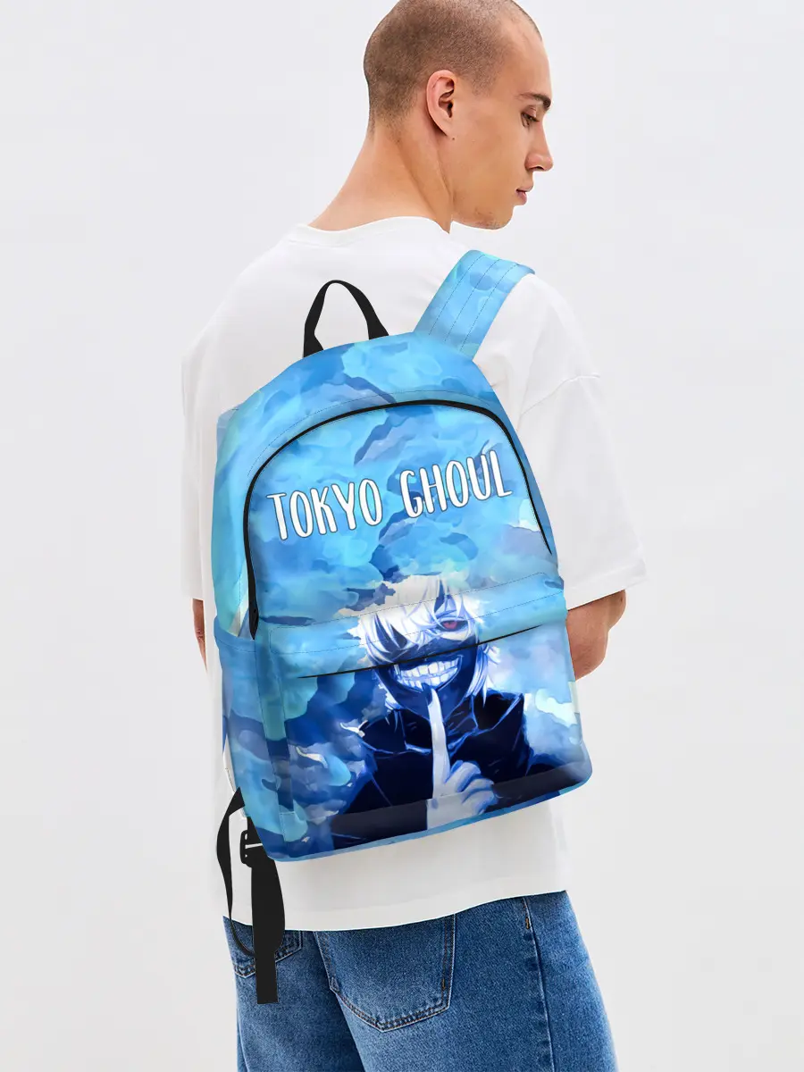 Рюкзак джинсовый / Kaneki Ken на синем фоне