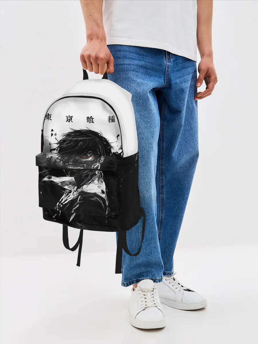 Рюкзак джинсовый / Канеки Кен черно-белый