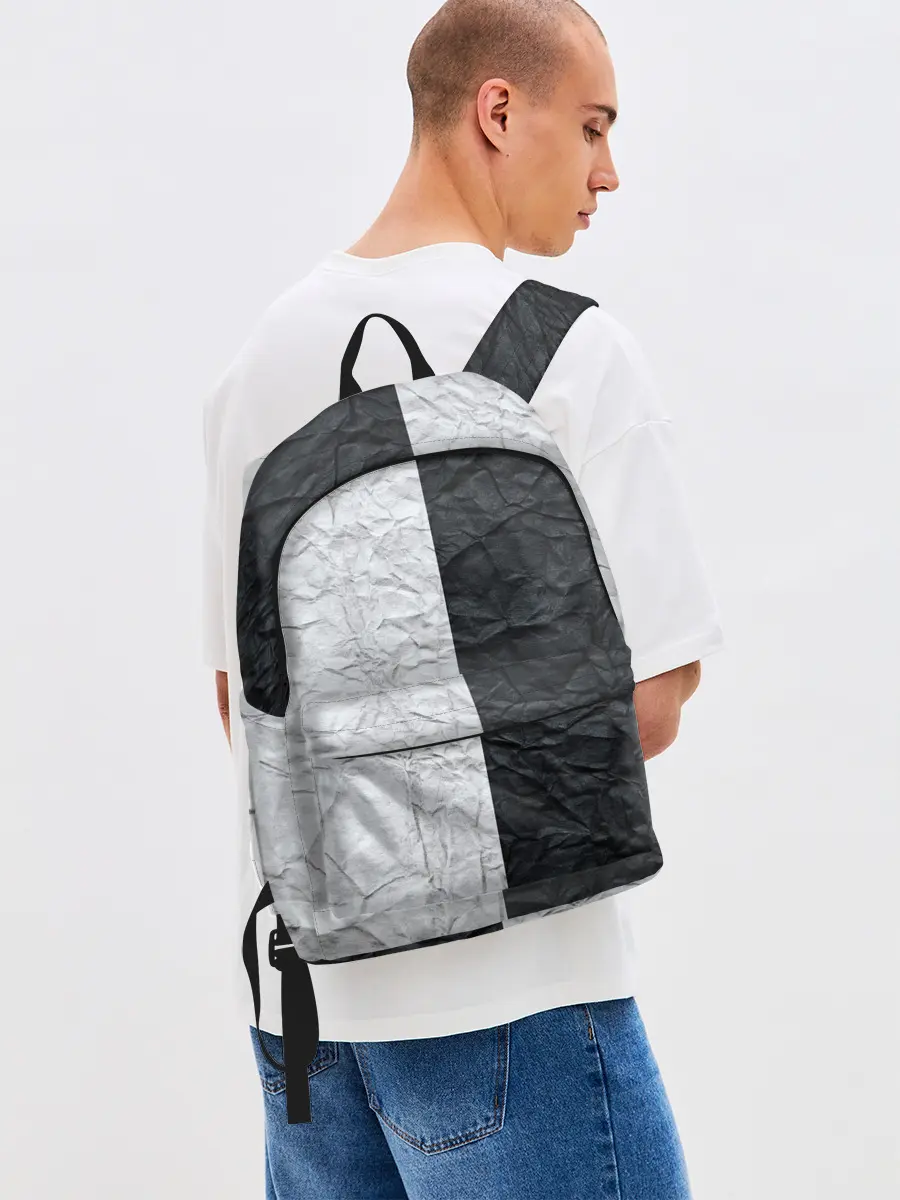 Рюкзак джинсовый / Мятая Черно-Белая Бумага