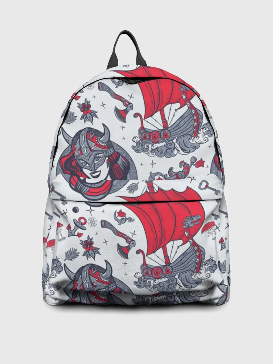 Рюкзак джинсовый / Корабли и девушка викинг