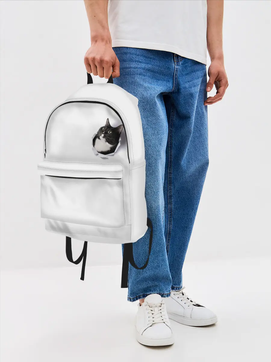 Рюкзак джинсовый / КОТ В СЕРДЦЕ