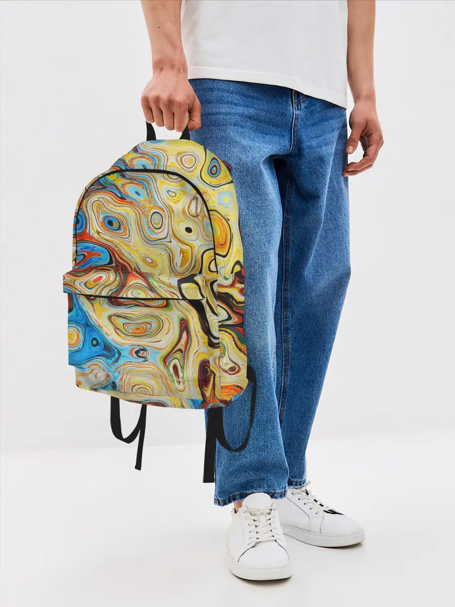 Рюкзак джинсовый / Цветные абстрактные пятна