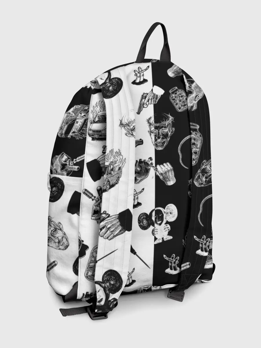 Рюкзак джинсовый / КРОВОСТОК ТАТУИРОВКИ ЧБ