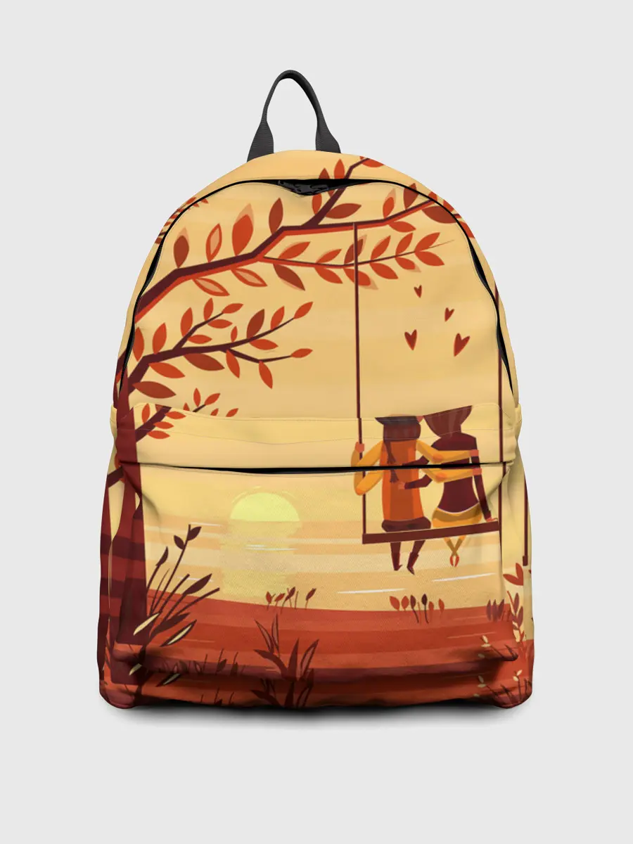 Рюкзак джинсовый / Романтика. Пара на качелях