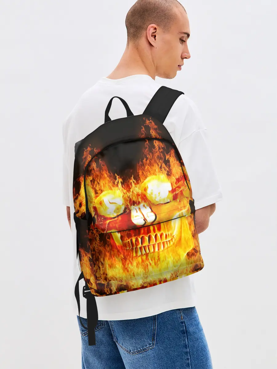 Рюкзак джинсовый / Огненный череп
