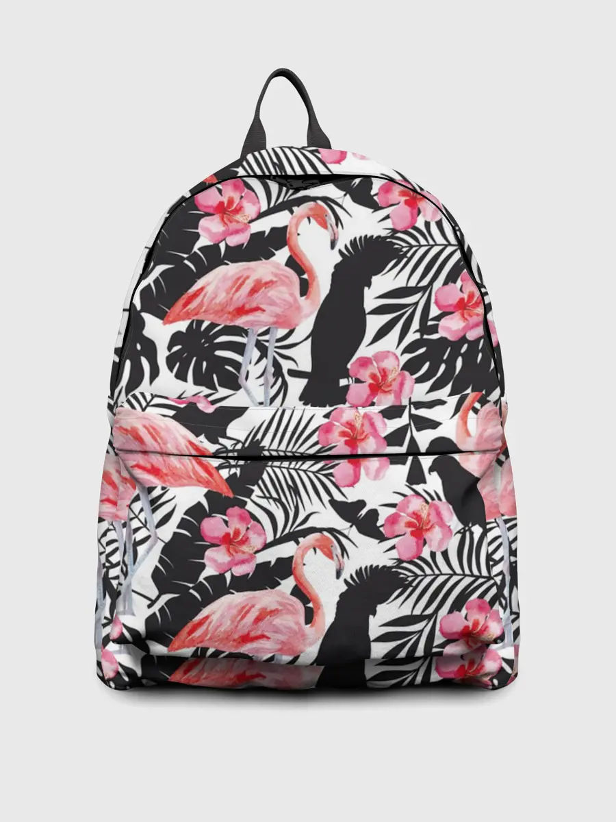 Рюкзак джинсовый / фламинго и попугаи