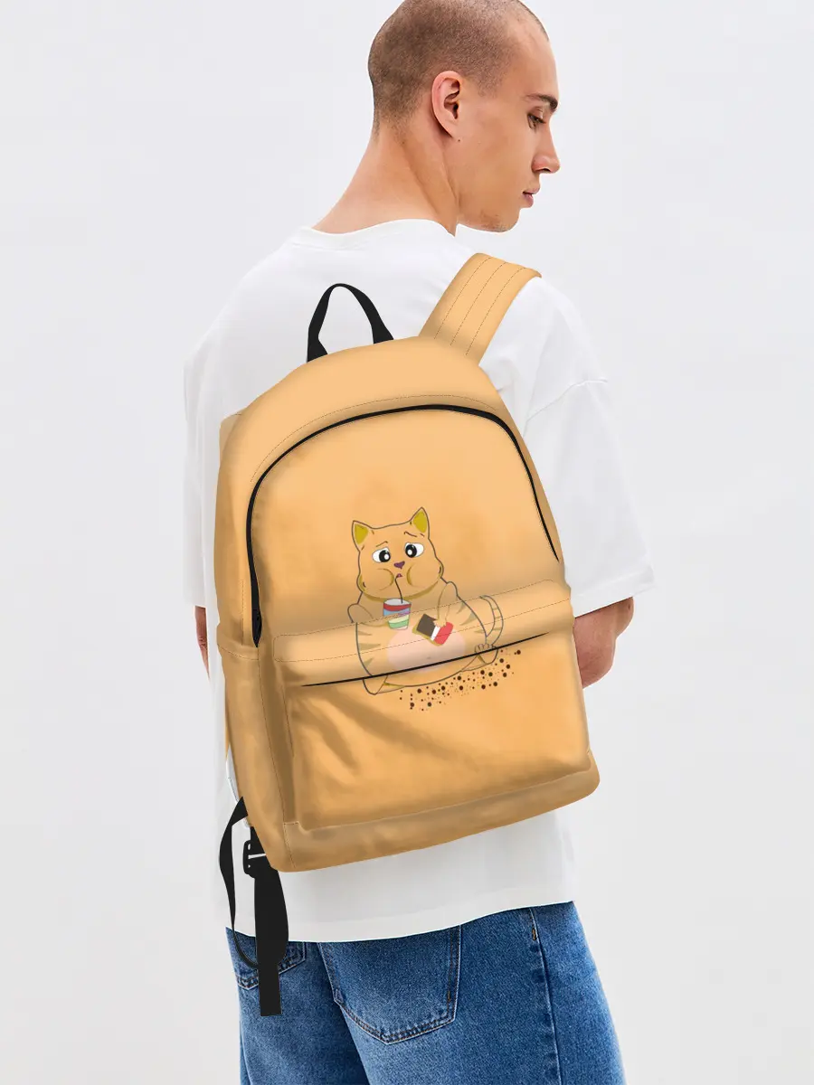 Рюкзак джинсовый / РЫЖИЙ КОТ ТОЛСТЯК