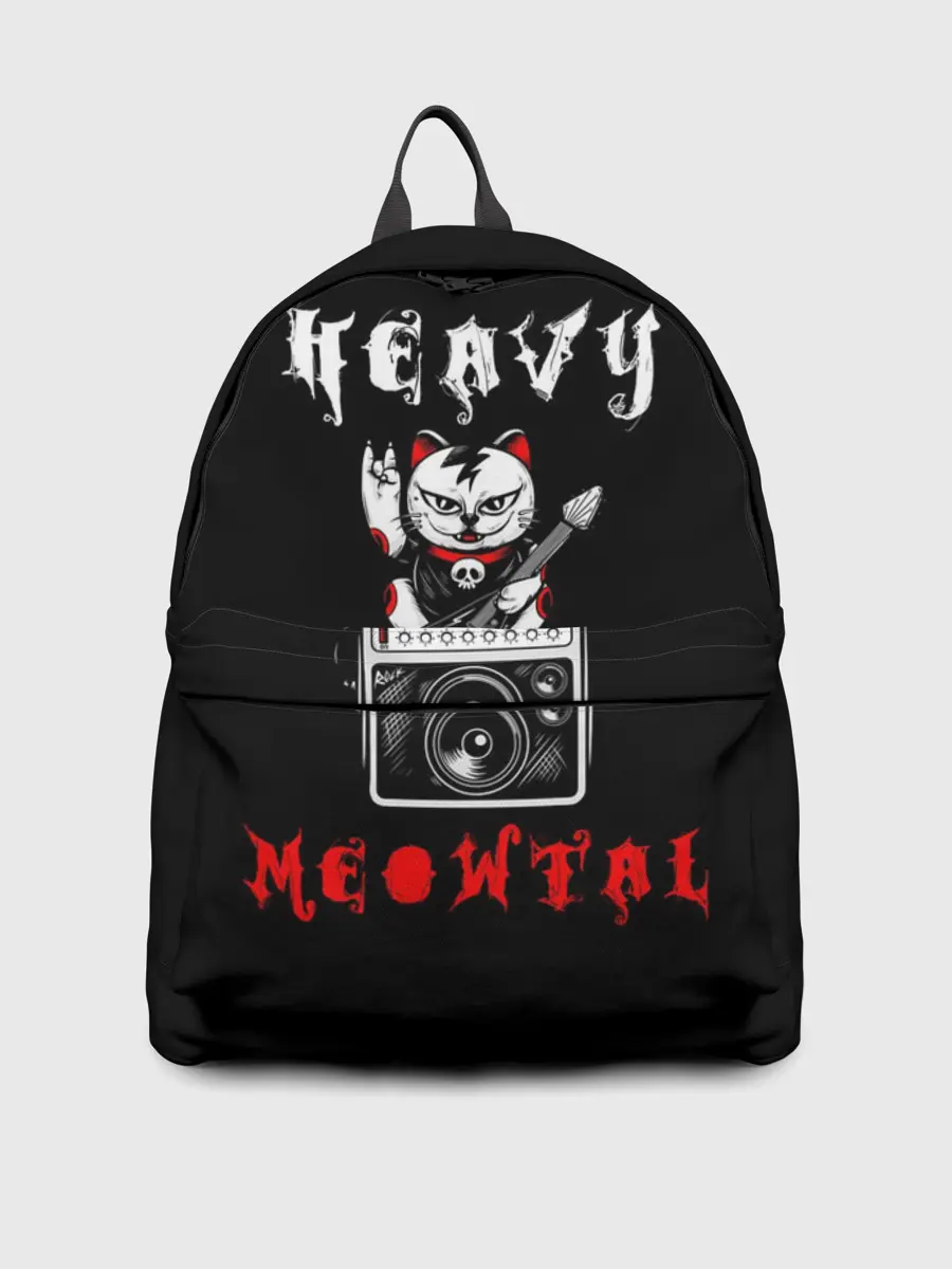 Рюкзак джинсовый / КОТ ХЕВИ МЕТАЛ