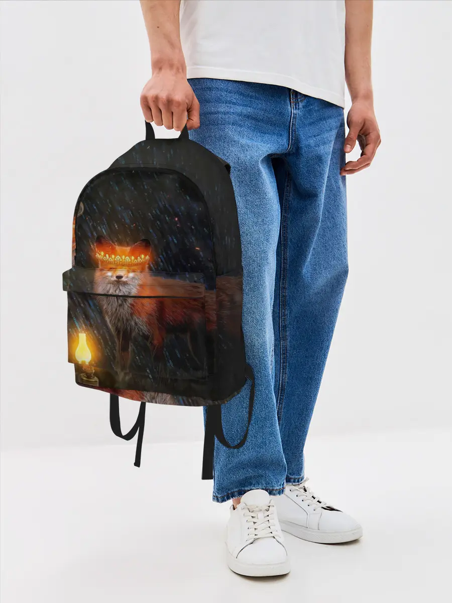 Рюкзак джинсовый / Лиса с огненной короной