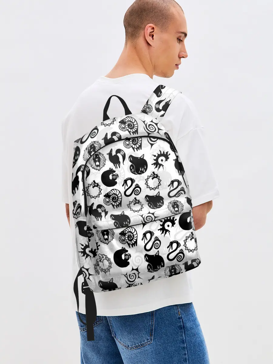 Рюкзак джинсовый / 7 СМЕРТНЫХ ГРЕХОВ СИМВОЛЫ