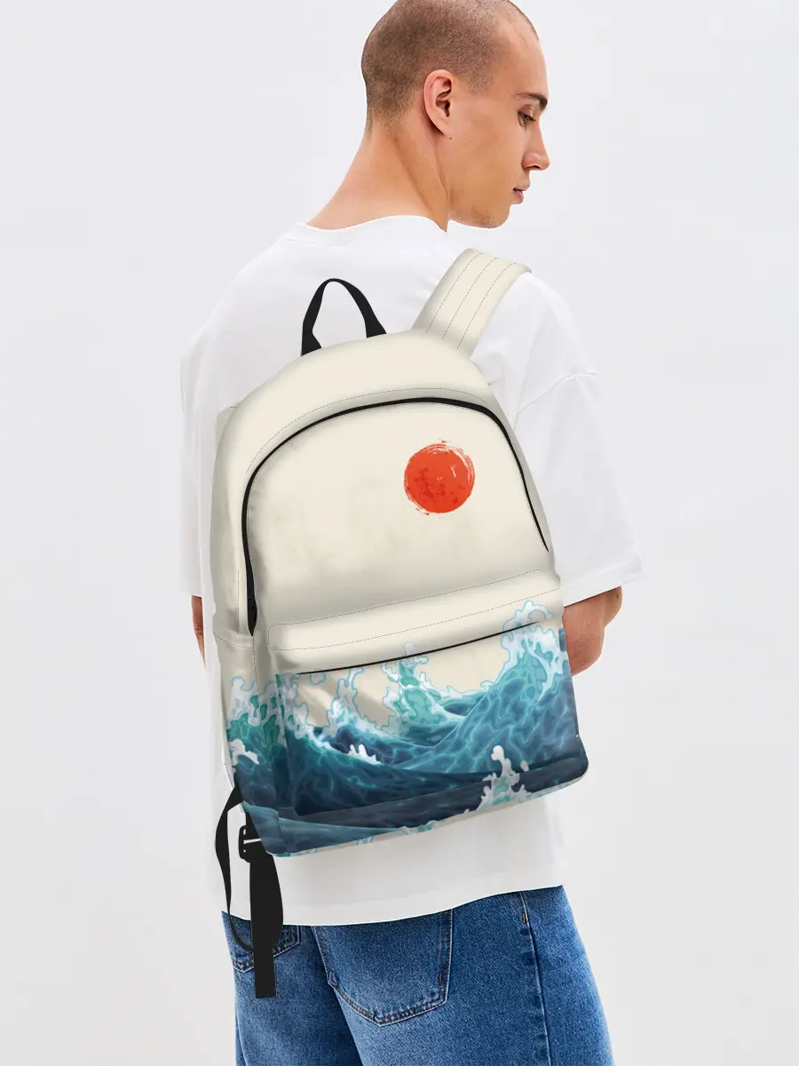 Рюкзак джинсовый / Японский Стиль Волны и Солнце