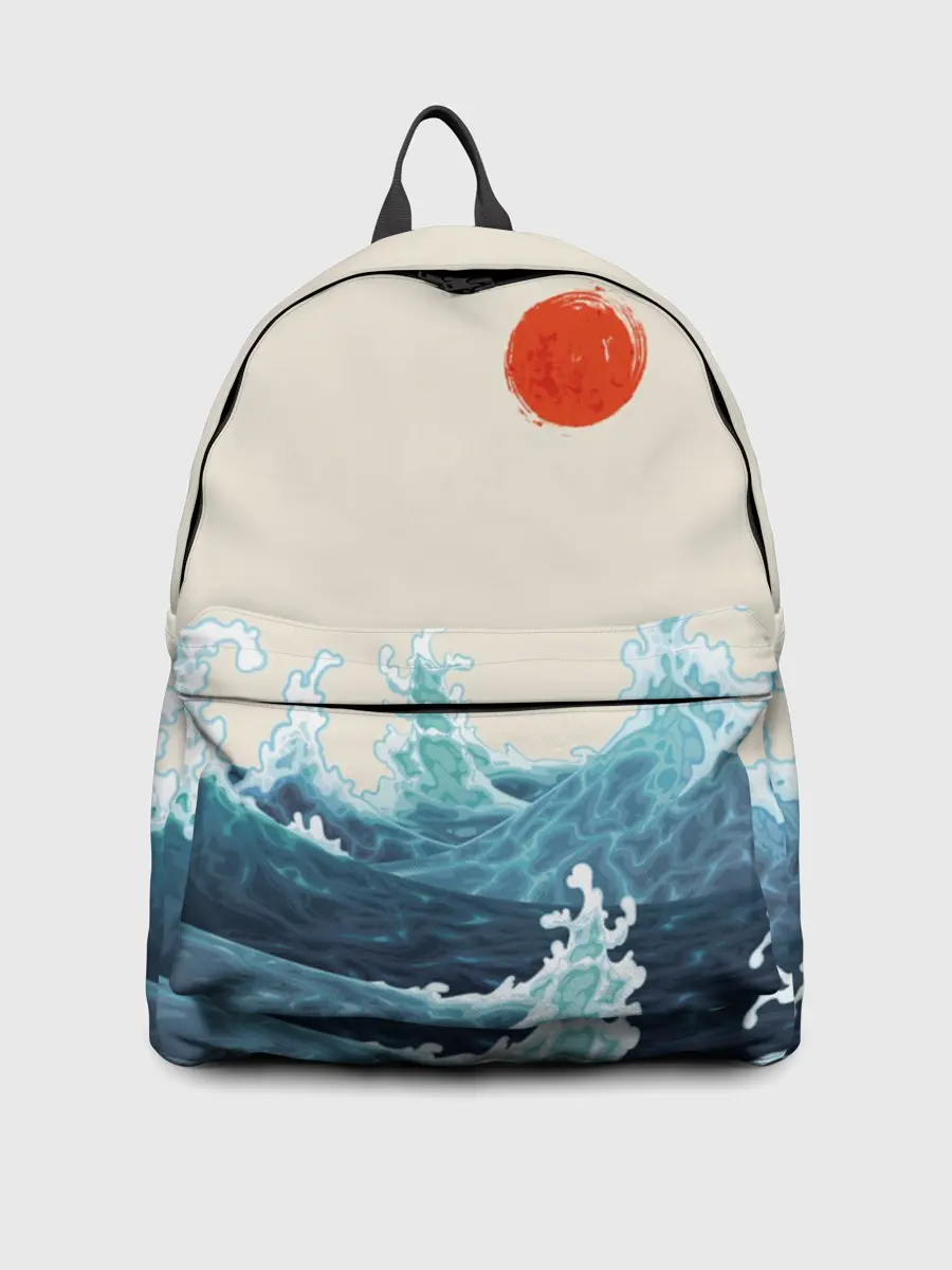 Рюкзак джинсовый / Японский Стиль Волны и Солнце