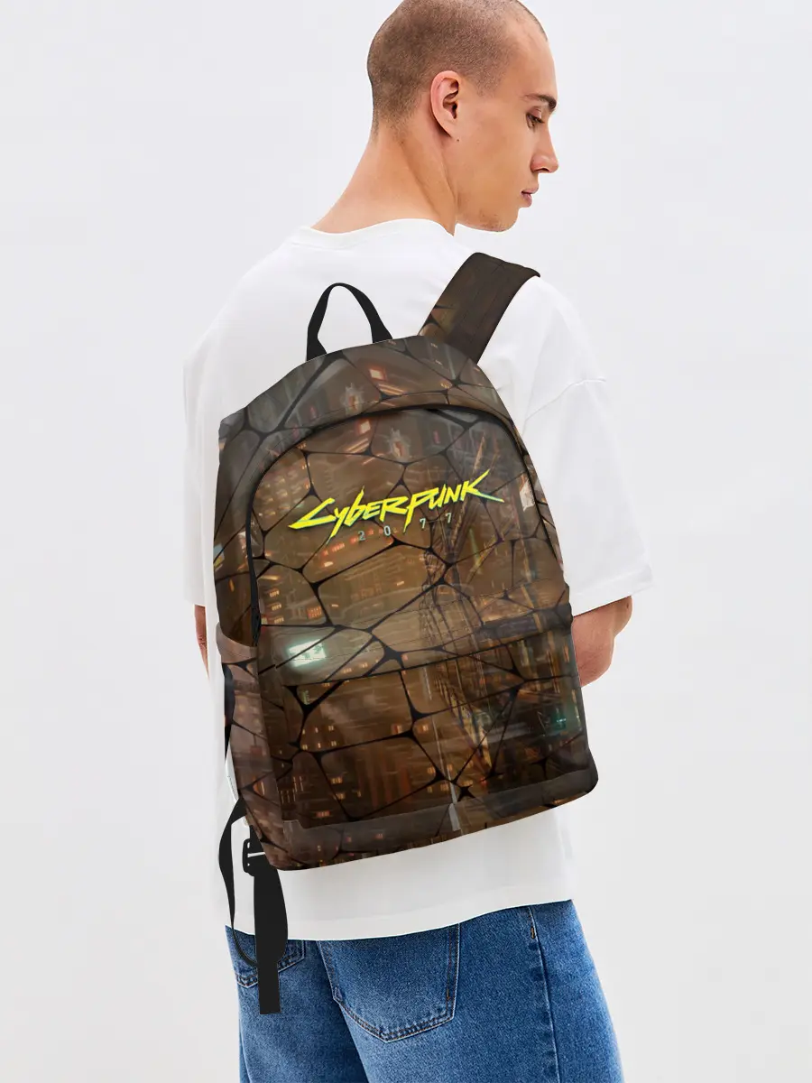 Рюкзак джинсовый / Киберпанк - Город в паутинке