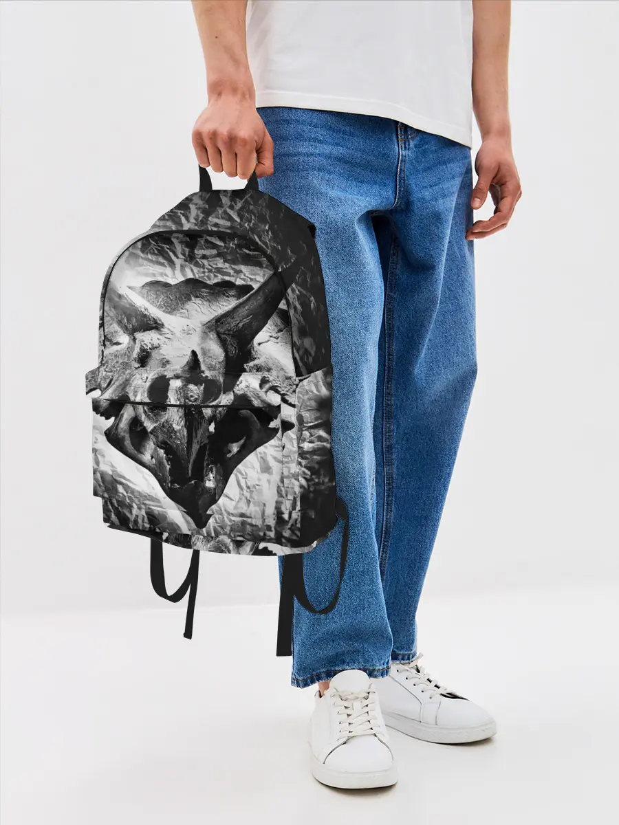 Рюкзак джинсовый / Трицератопс | Динозавр