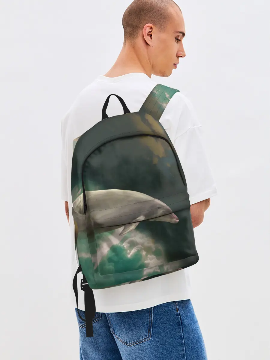 Рюкзак джинсовый / Дельфин в облаках