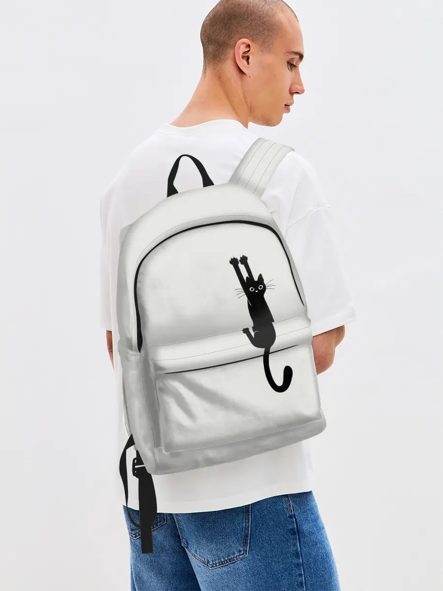 Рюкзак джинсовый / Испуганный кот