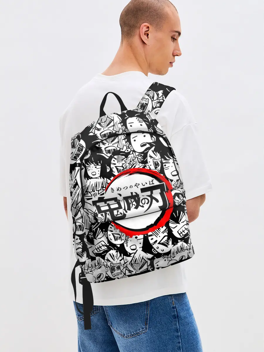 Рюкзак джинсовый / DEMON SLAYER / ЛИЦА / УЗОР