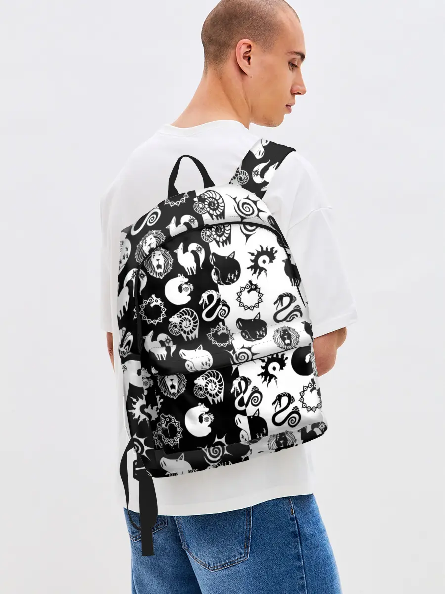 Рюкзак джинсовый / ЭМБЛЕМЫ 7 СМЕРТНЫХ ГРЕХОВ