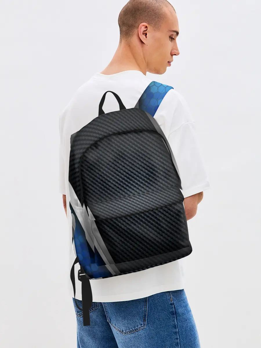 Рюкзак джинсовый / Хромированная 3D броня