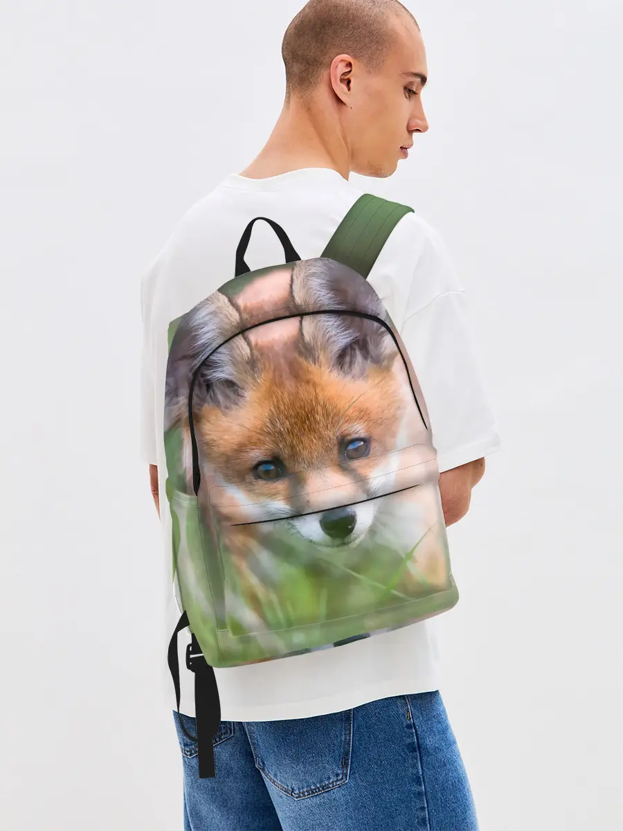 Рюкзак джинсовый / Лисенок в засаде