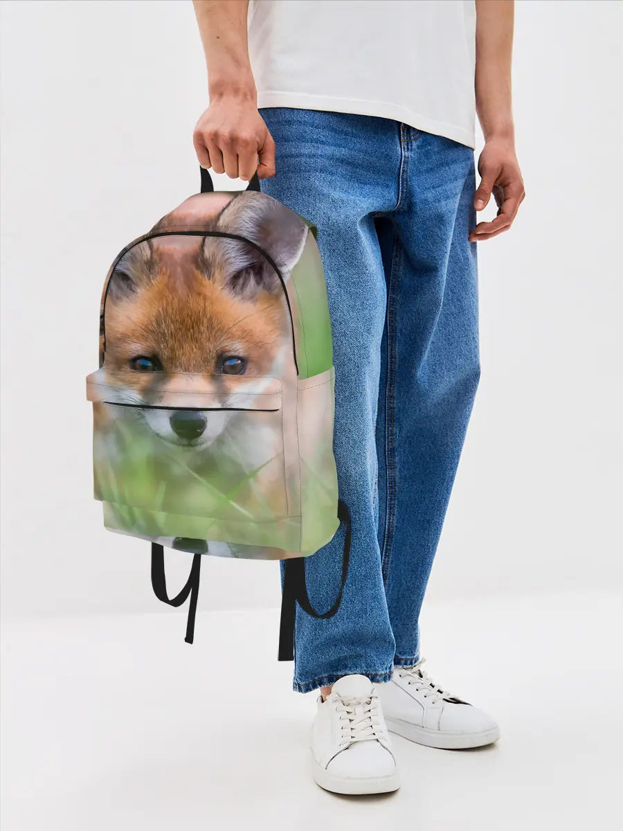 Рюкзак джинсовый / Лисенок в засаде