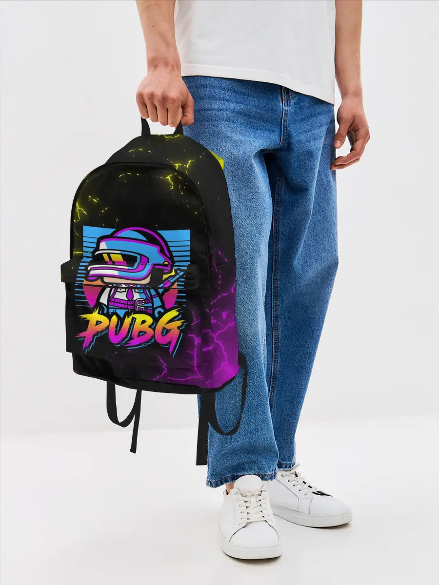 Рюкзак джинсовый / PUBG RETRO NEON / ПАБГ НЕОН