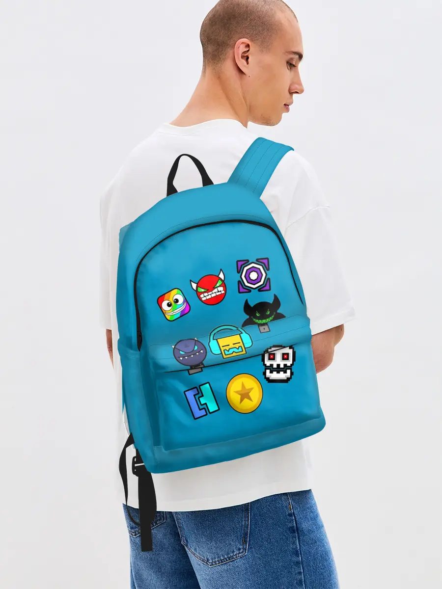 Рюкзак джинсовый / Geometry Dash Icons