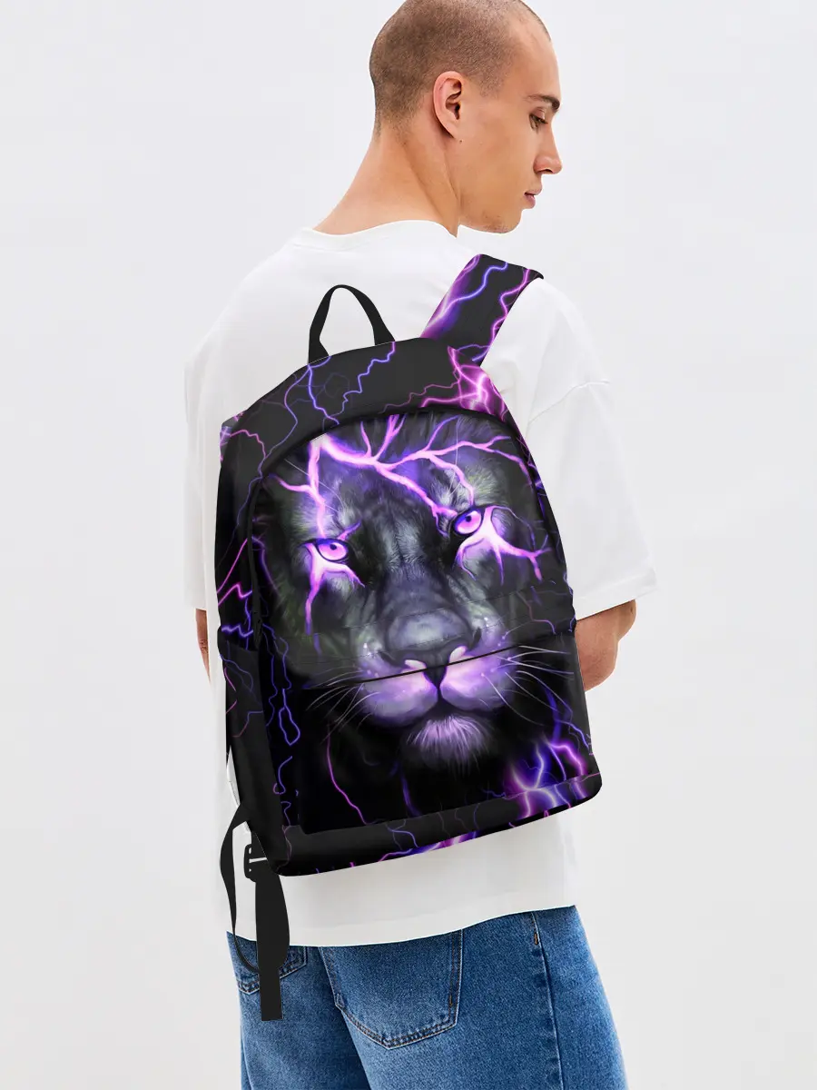 Рюкзак джинсовый / НЕОНОВЫЙ ЛЕВ / NEON LION