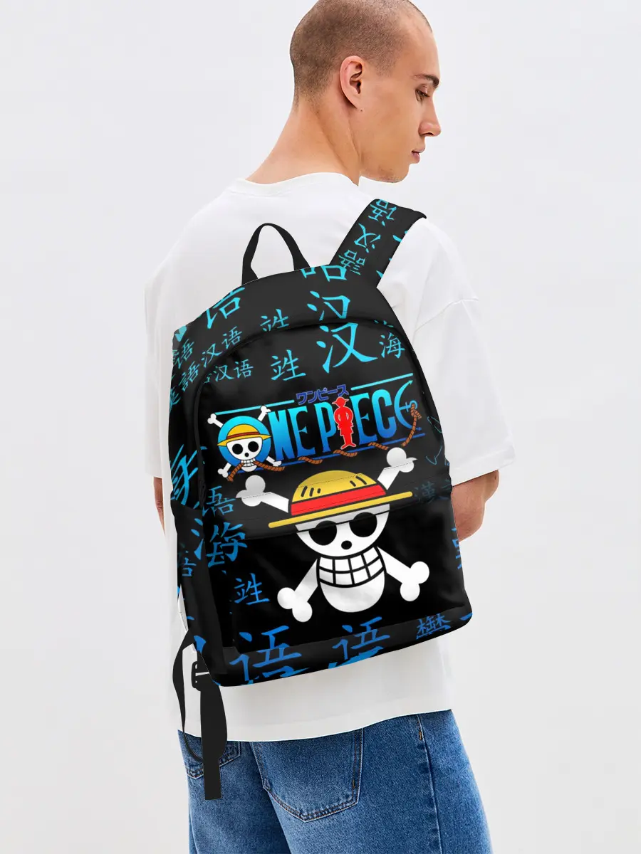 Рюкзак джинсовый / ONE PIECE / ВАН ПИС / ИЕРОГЛИФ