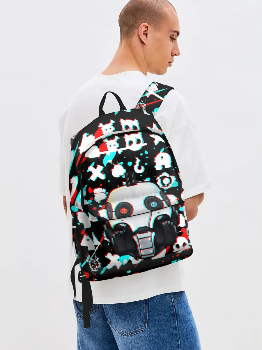 Рюкзак джинсовый / ЛЮБОВЬ СМЕРТЬ И РОБОТЫ / ГЛИТЧ