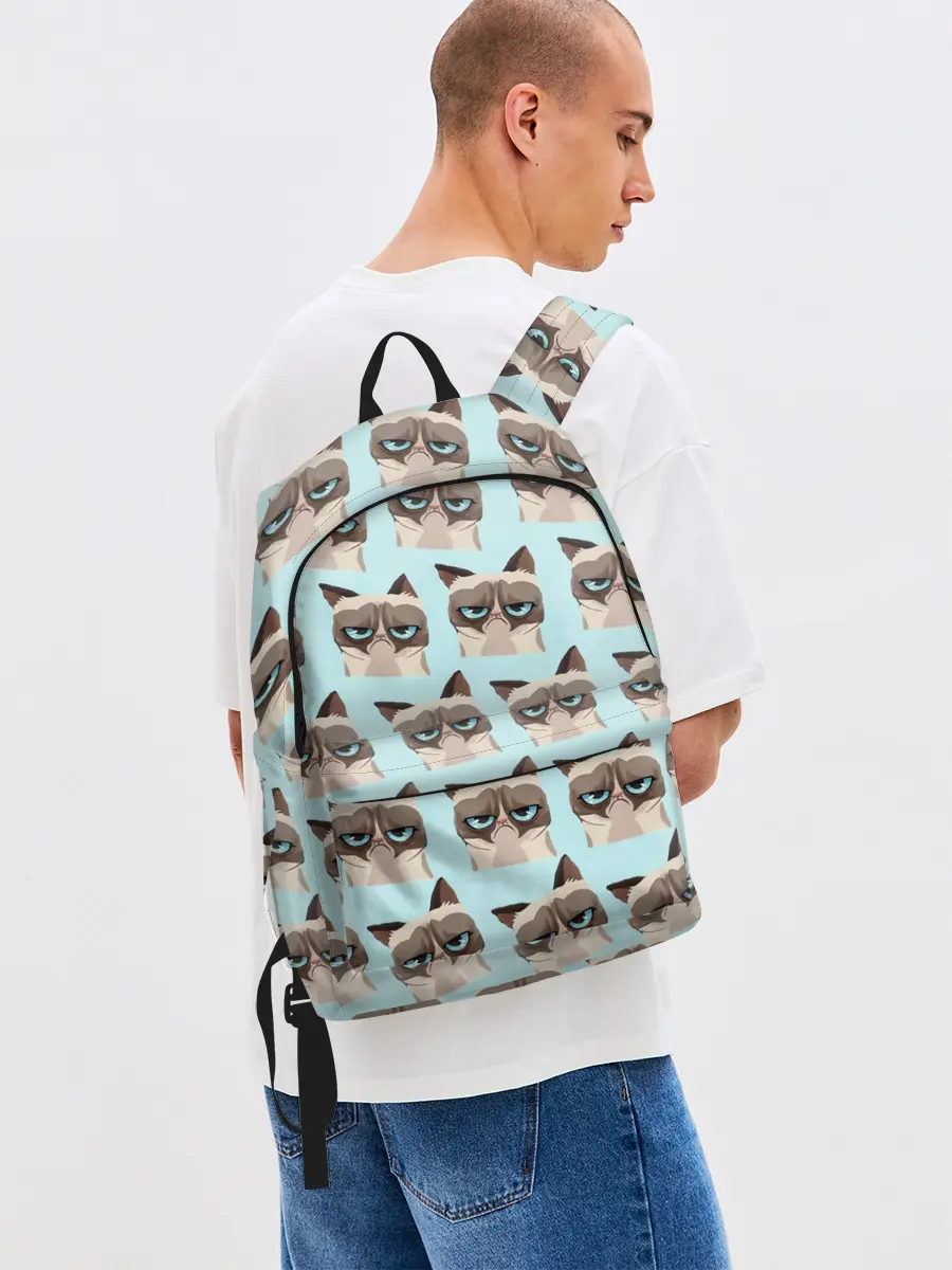 Рюкзак джинсовый / Грустный котик