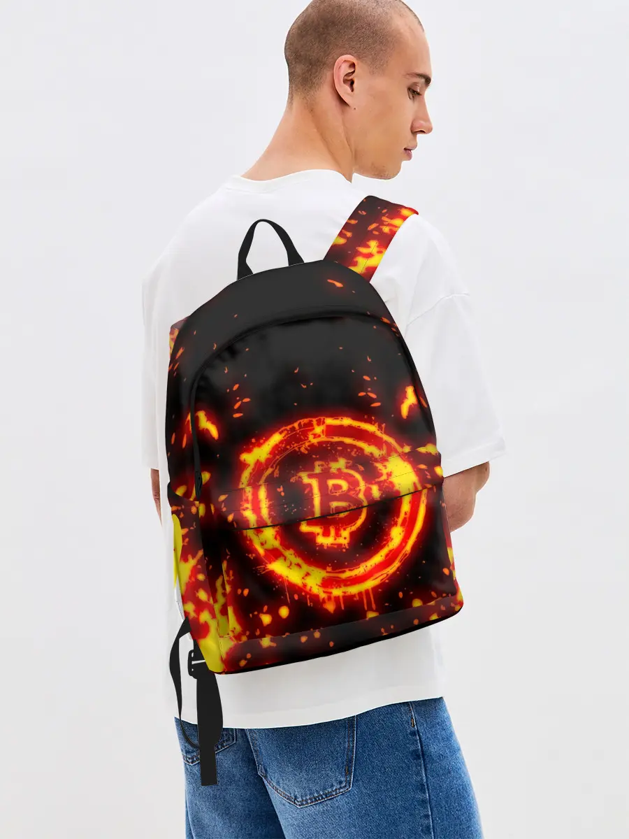 Рюкзак джинсовый / BITCOIN / БИТКОИН / ОГОНЬ