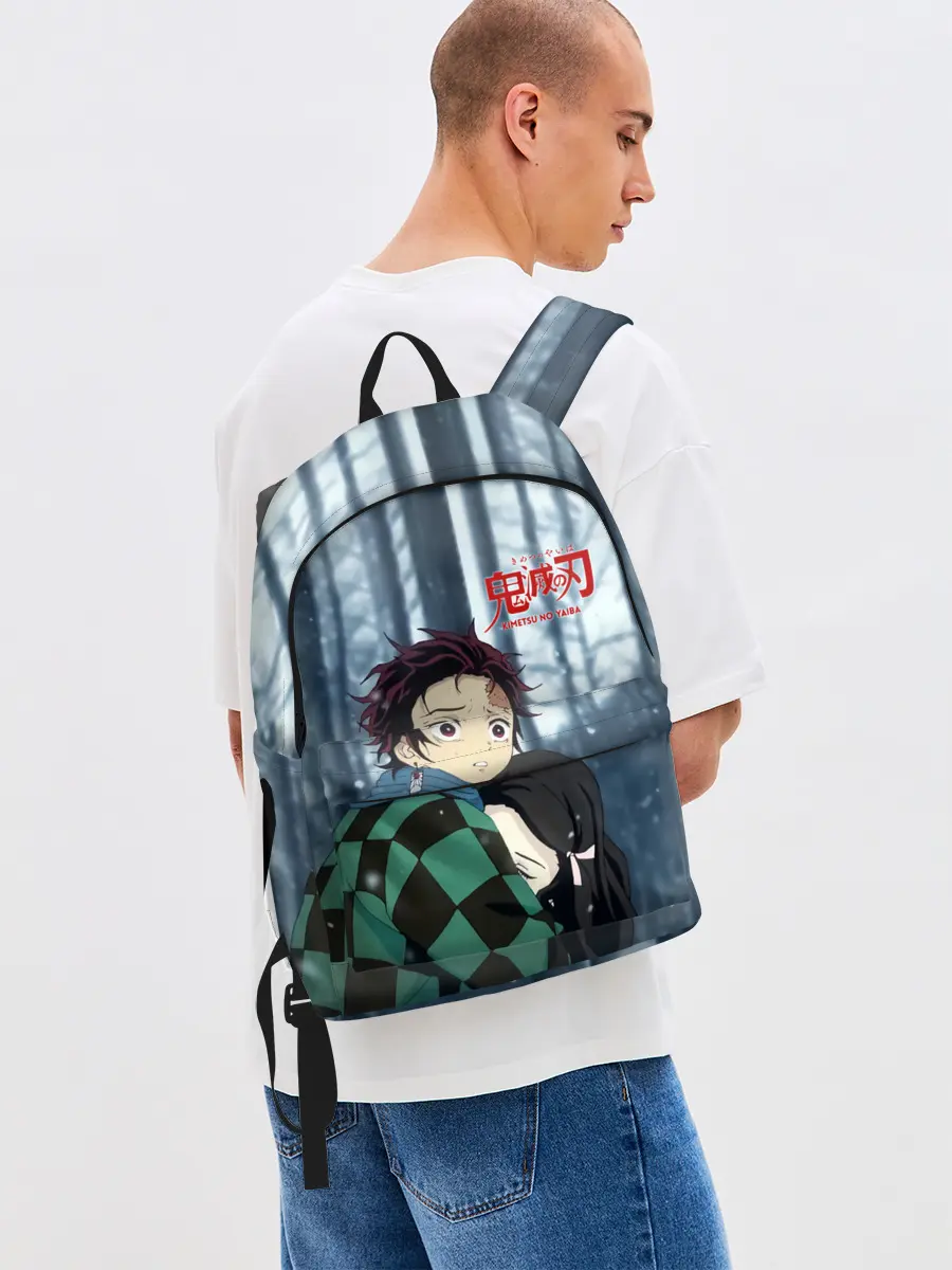 Рюкзак джинсовый / Танджиро и Незуко Камадо в лесу