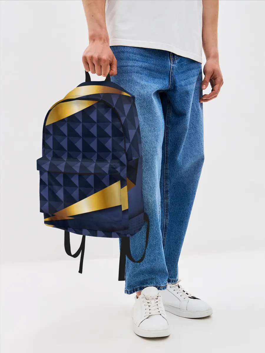 Рюкзак джинсовый / 3D плитки с золотыми вставками