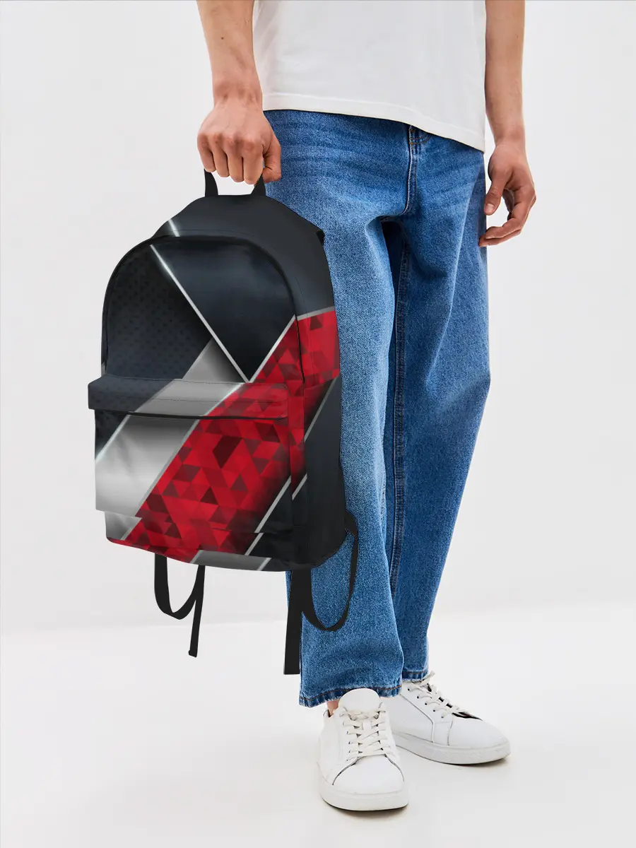 Рюкзак джинсовый / 3D BLACK AND RED METAL