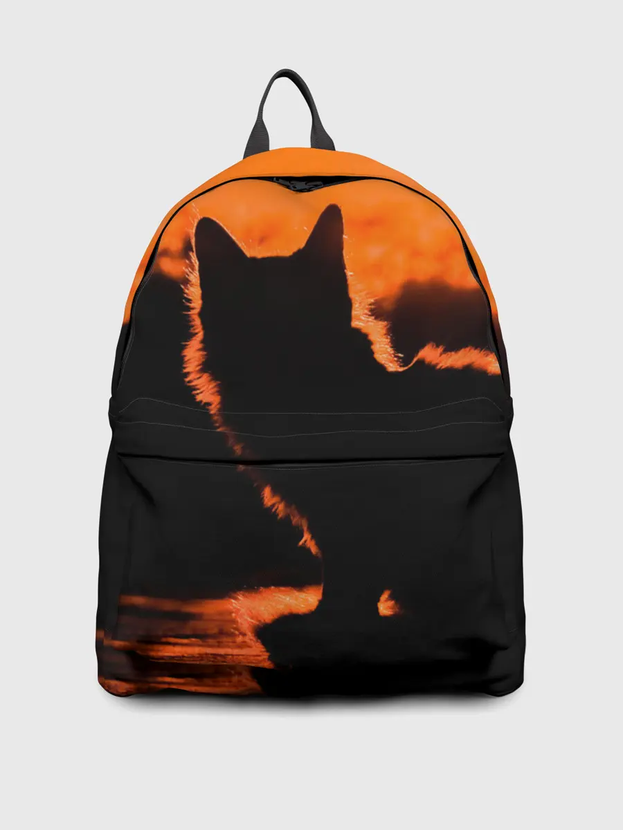 Рюкзак джинсовый / Котенок на фоне заката