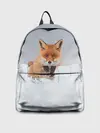 Рюкзак джинсовый / Лисица прыгает по снегу