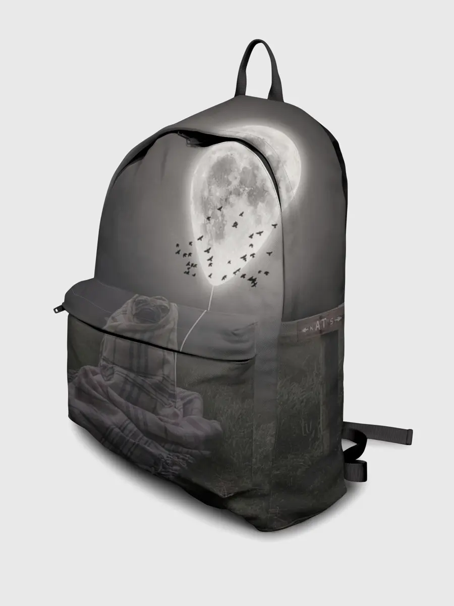 Рюкзак джинсовый / Мопс и луна