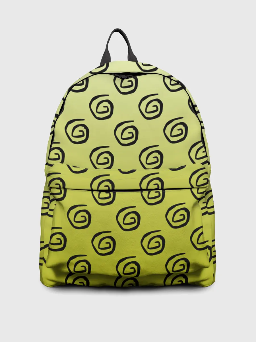 Рюкзак джинсовый / узор спиральки на желтом фоне