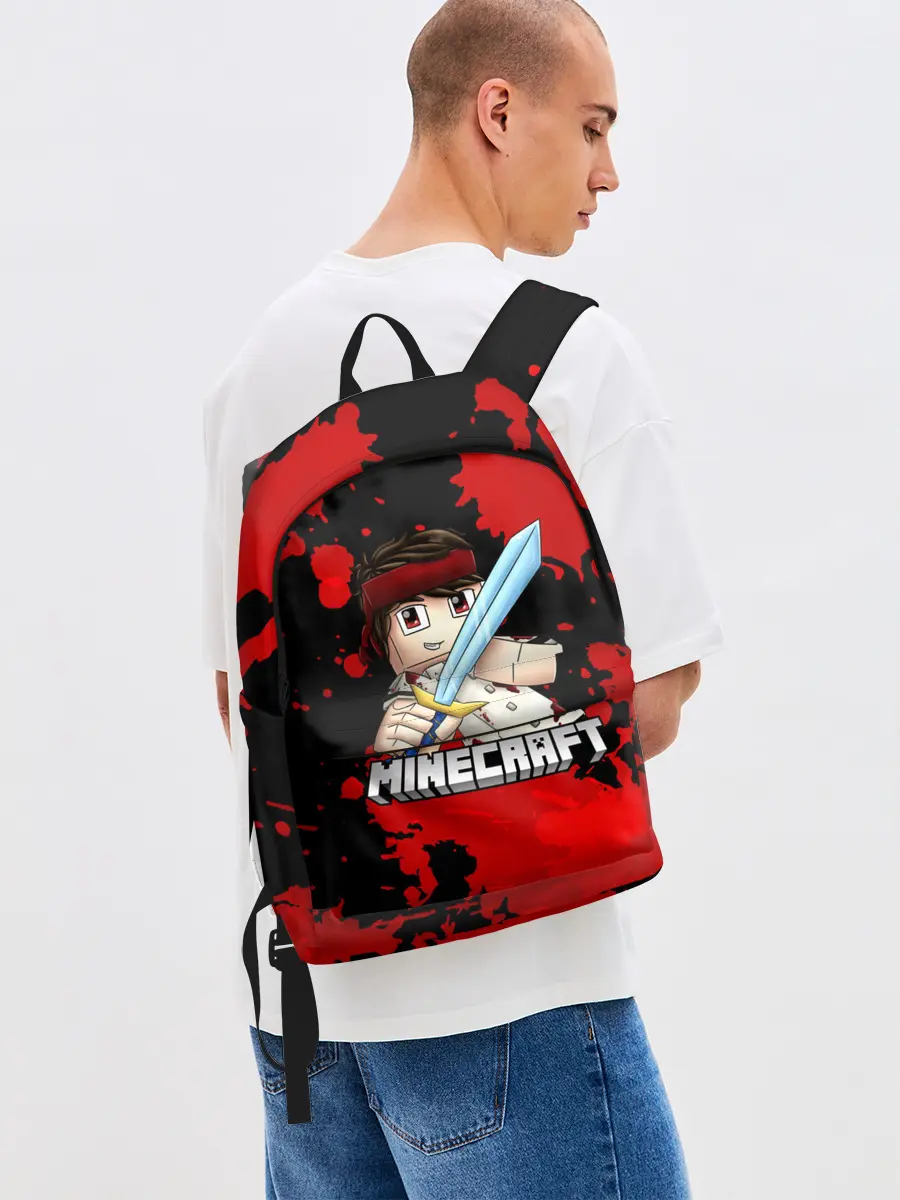 Рюкзак джинсовый / Стив с мечом Minecraft