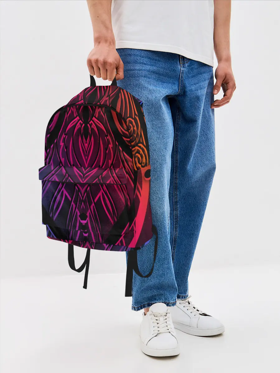Рюкзак джинсовый / Фиолетовый узор 3D