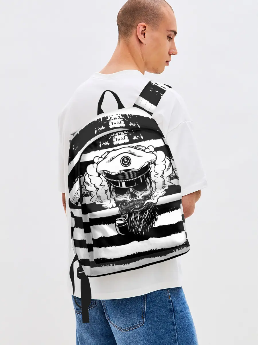 Рюкзак джинсовый / ТЕЛЬНЯШКА ВМФ | ЧЕРЕП ФУРАЖКА