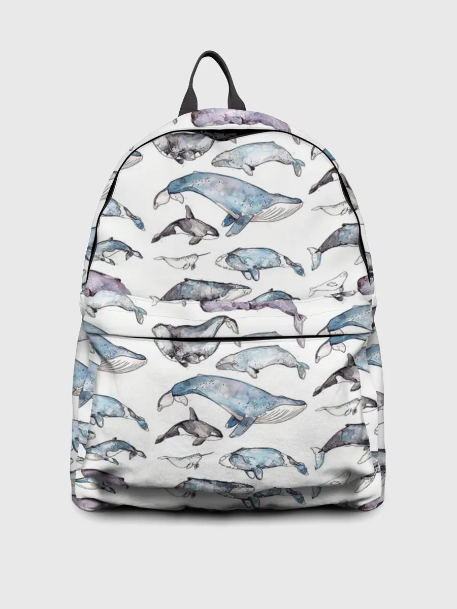 Рюкзак джинсовый / киты паттерн