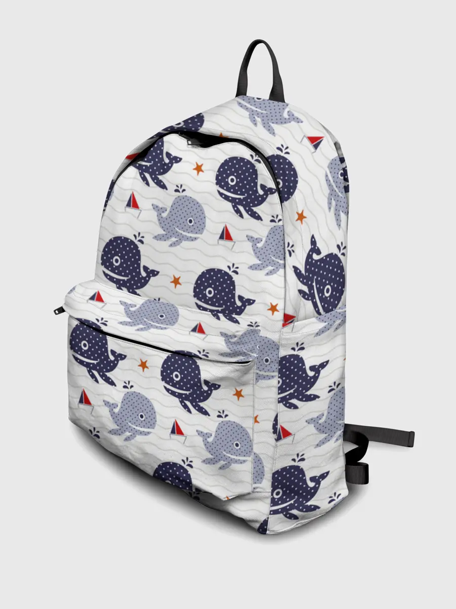 Рюкзак джинсовый / Киты и яхты