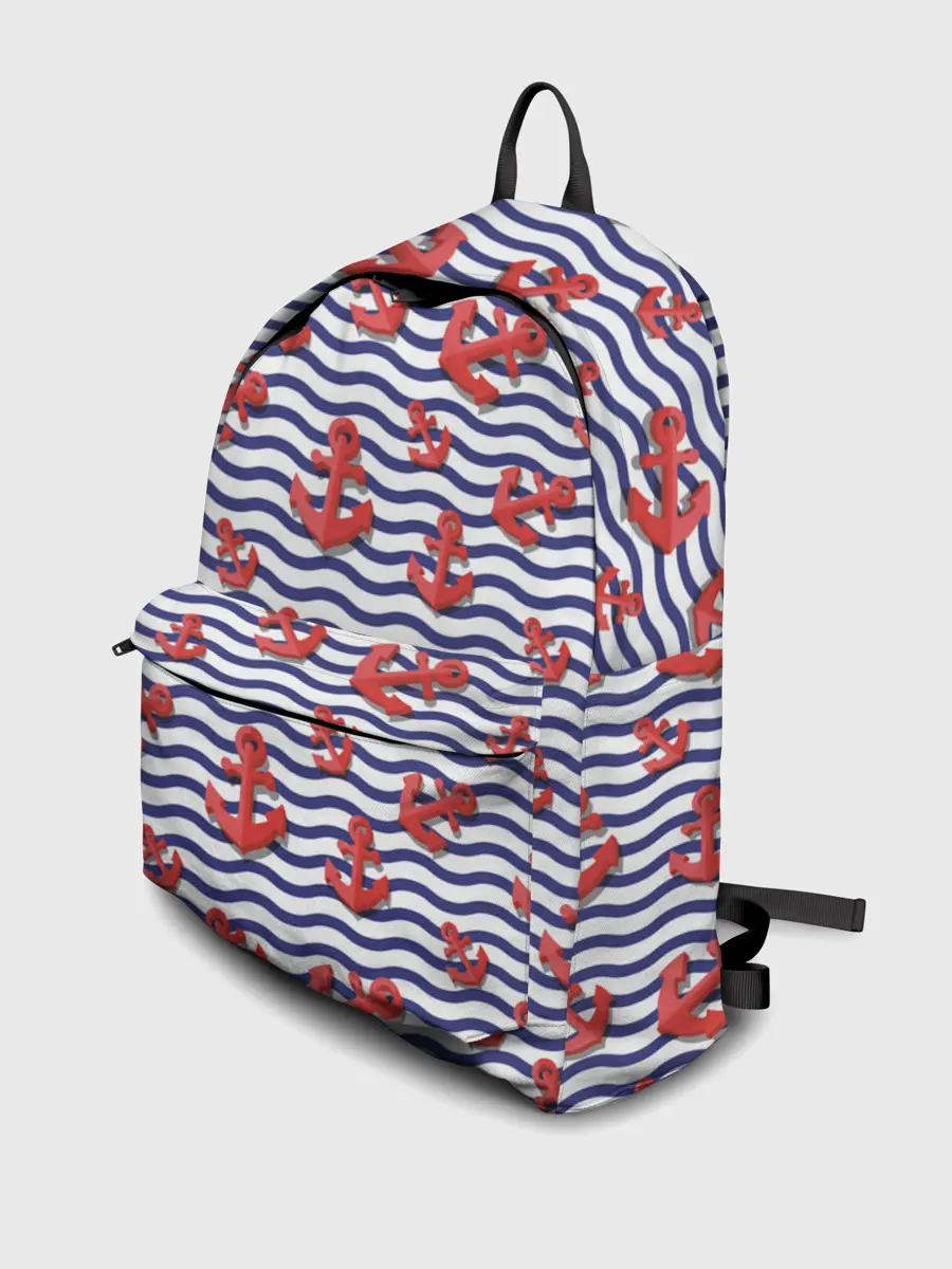 Рюкзак джинсовый / Красные якоря